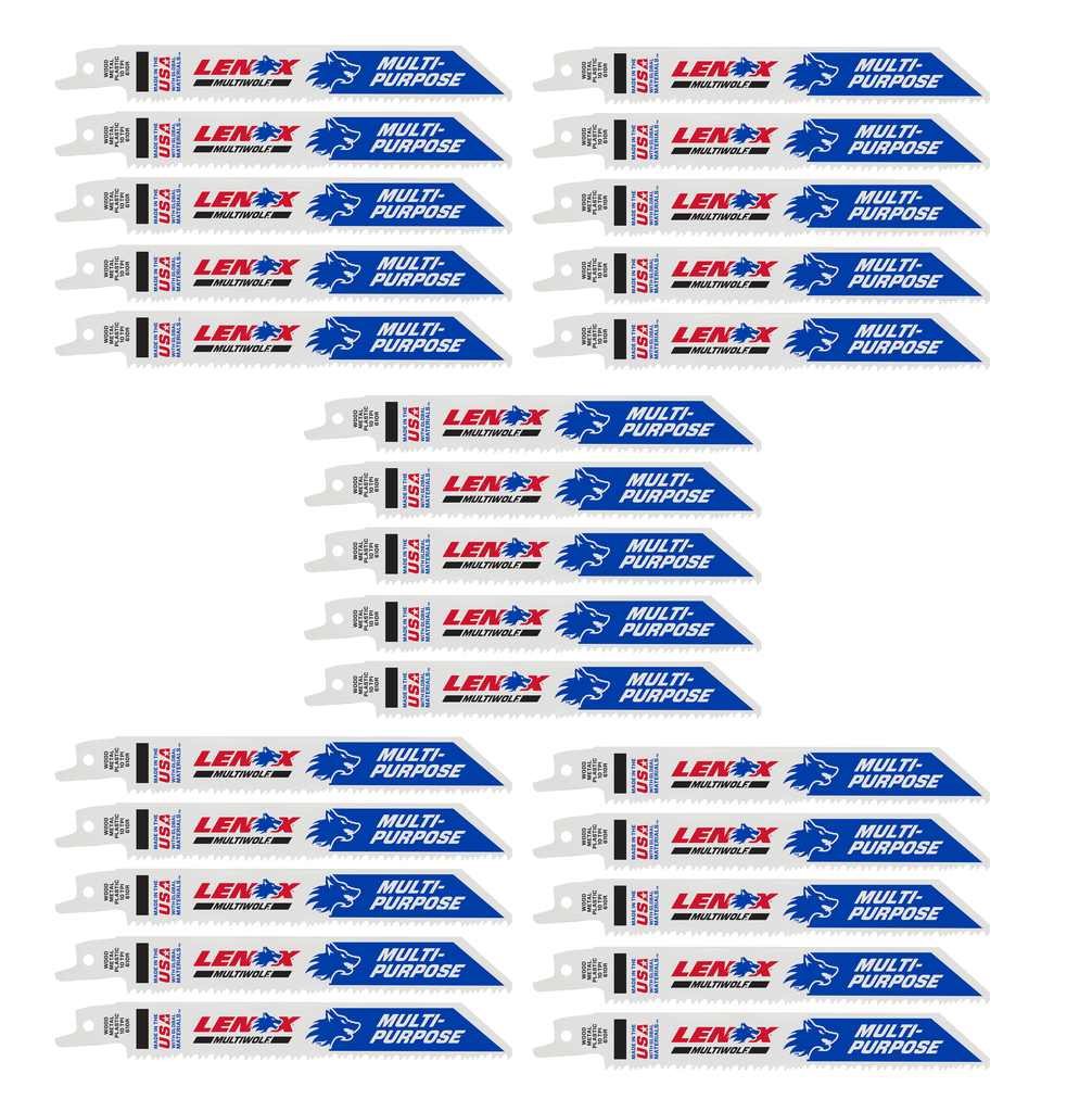 LENOX General Purpose Reciprocating Saw Blade With Power Blast Technology, Bi-Metal, 6-Inch, 10 TPi, 25/Pk