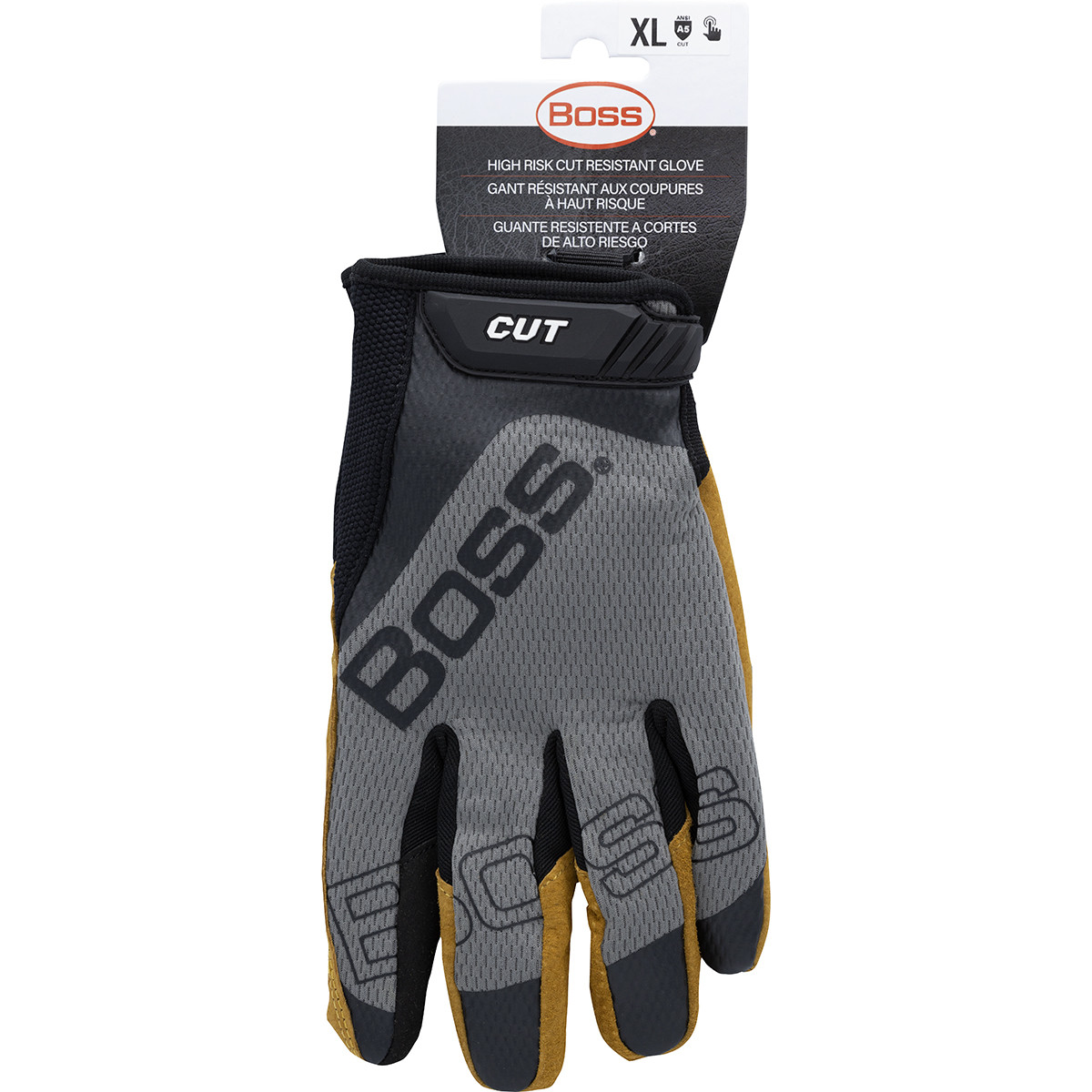 Boss® Cut 120-MC1325T  Hi Performance Glove, Size M, Gray, ANSI A5