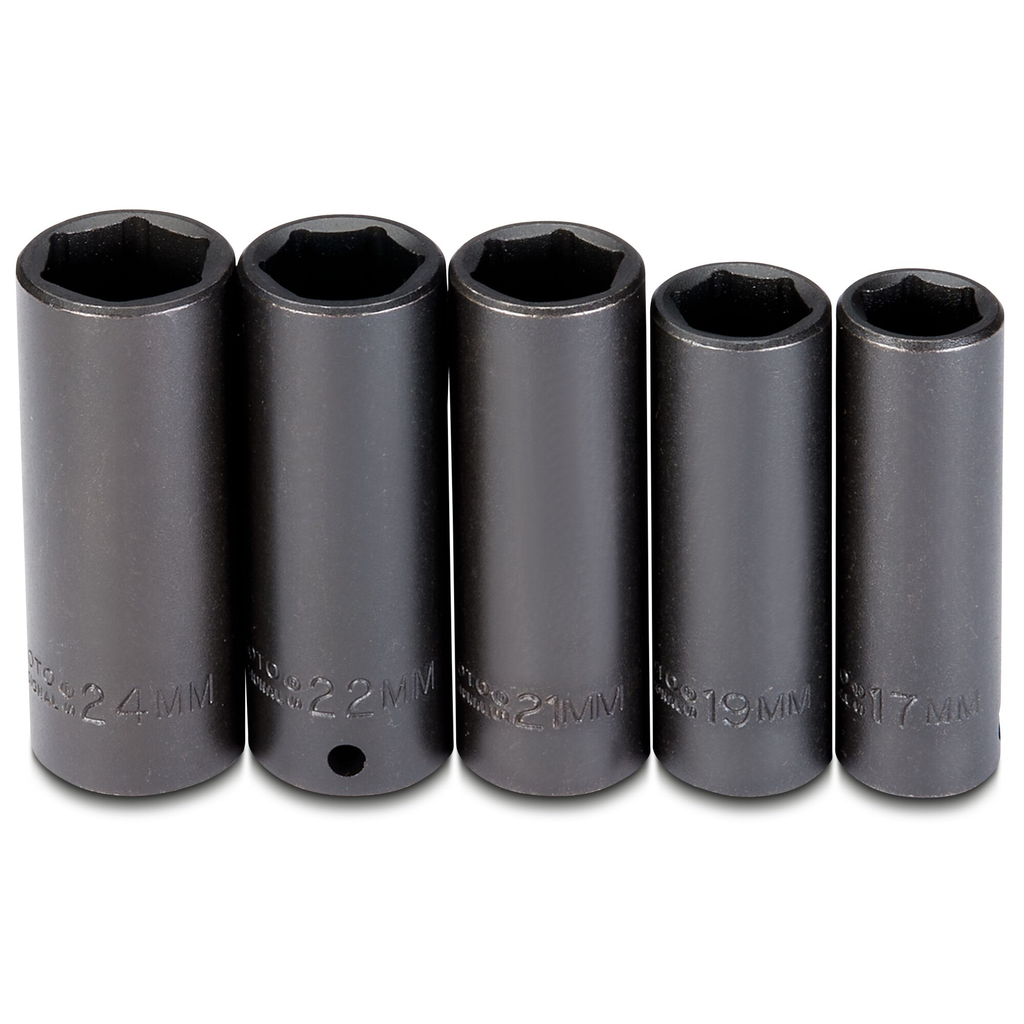 Proto® 1/2" Drive 5 Piece Deep Metric Impact Socket Set - 6 Point 1/ea