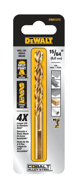 DEWALT 15/64" Pilot Point Industrial Cobalt Alloy Steel Drill Bit