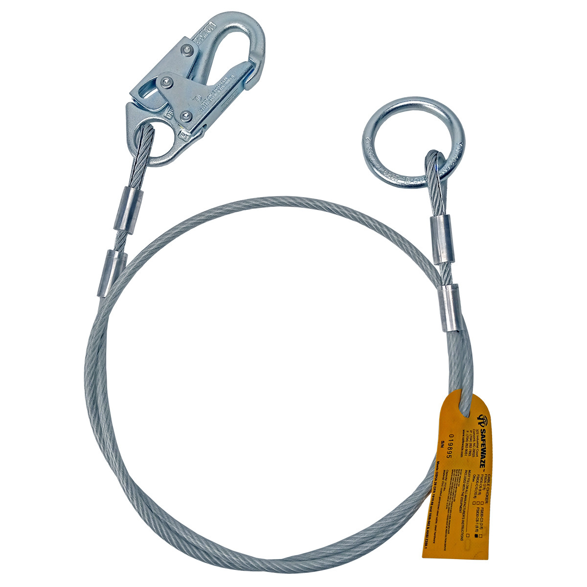 SafeWaze 6' Cable Choker Anchor, O-ring and Snap Hook