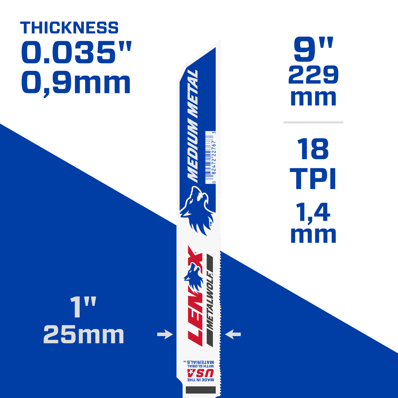 LENOX Lazer Osb9118R Bi-Metal Reciprocating Saw Blades, 9-Inch, 18 TPi, 50/Pk