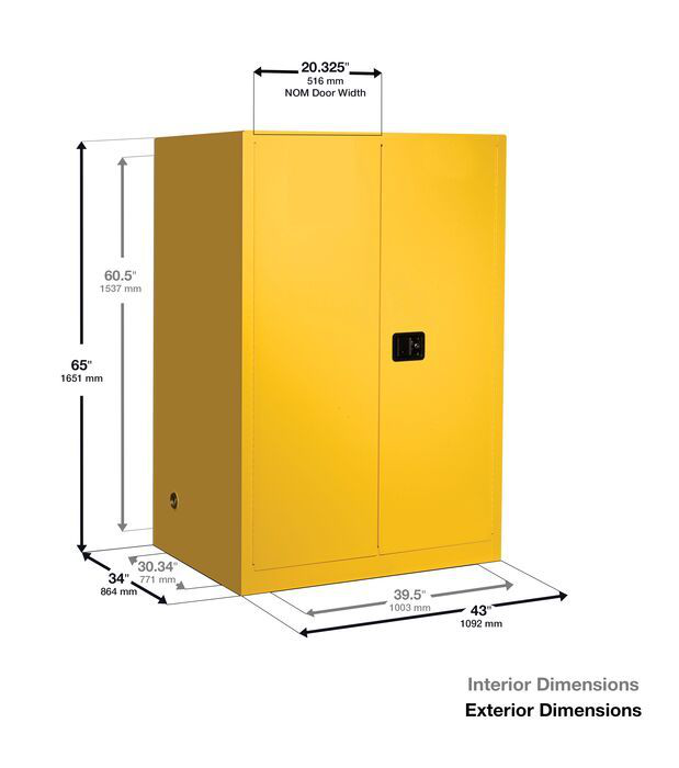 90 Gallon, 1 Shelf, 1 Bi-Fold Self-Close Door, Corrosives/Acid Steel Safety Cabinet, Sure-Grip® EX, Blue - 899082