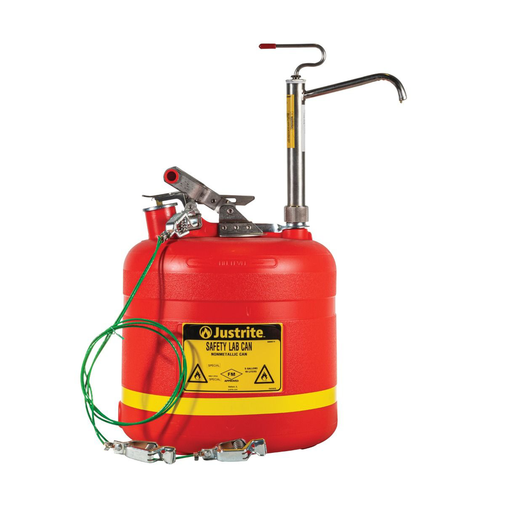 5 Gallon Plastic Safety Can, with Stainless Steel Piston Pump, Red - #14586