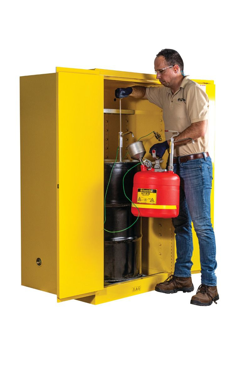 5 Gallon Plastic Safety Can, with Stainless Steel Piston Pump, Red - #14586