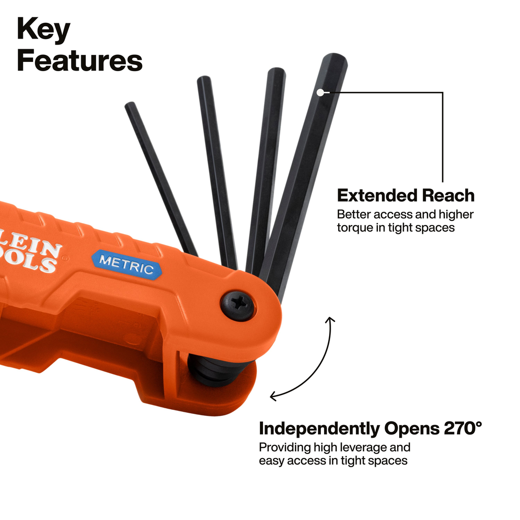 Pro Folding Hex Key Set, 10-Key, Metric Sizes