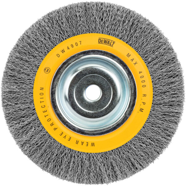DEWALT Wire Wheel, 8-Inch, Crimped, 5/8-Inch Arbor, Wide Face, .014-Inch