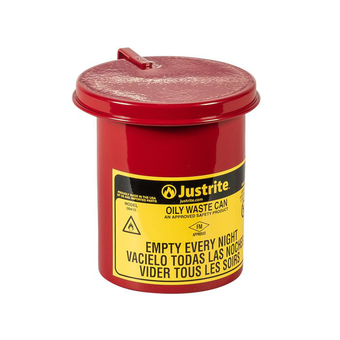 0.45 Gallon, Oily Waste Mini Benchtop Can for Long Cotton-Tip Applicators, SoundGard™ Cover, Red - 09410