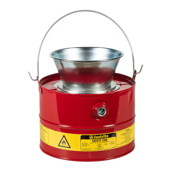 3 Gallon Steel Drain Can, Plated Steel Funnel, Red - 10903