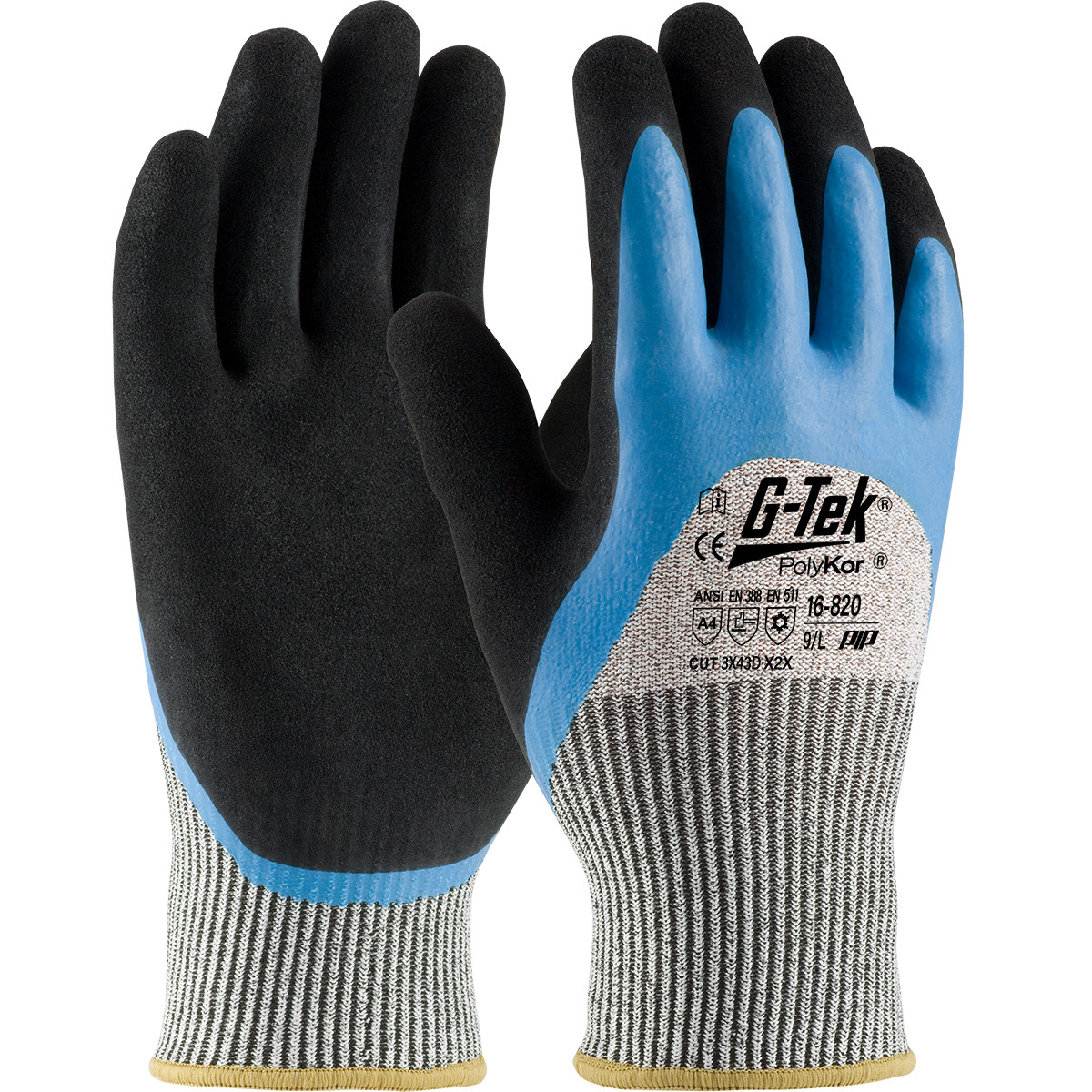 G-Tek® PolyKor® 16-820  Protection From Cold, Size XL, Salt & Pepper, ANSI A4