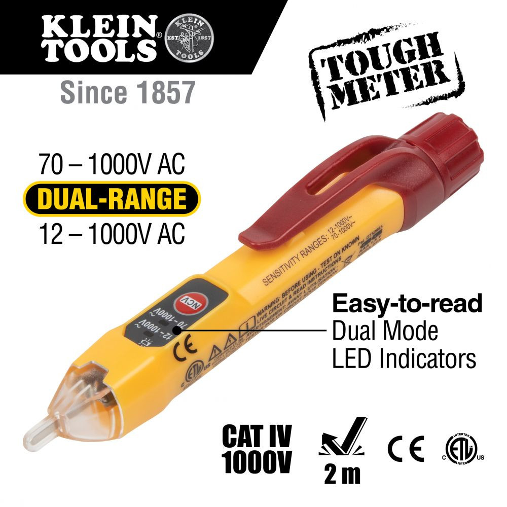 Klein Dual Range Non-Contact Voltage Tester with Receptacle Tester