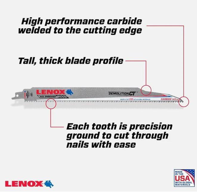 LENOX 12In 6 TPi Ct Recip Saw Bld