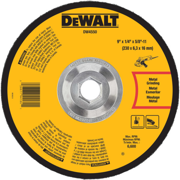 DEWALT 9-Inch By 1/4-Inch By 5/8-Inch-11 High Performance Fast Metal Grinding Wheel