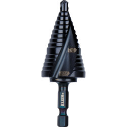 Step Drill Bit, Quick Release, Double Spiral Flute, 7/8 to 1-1/8-Inch