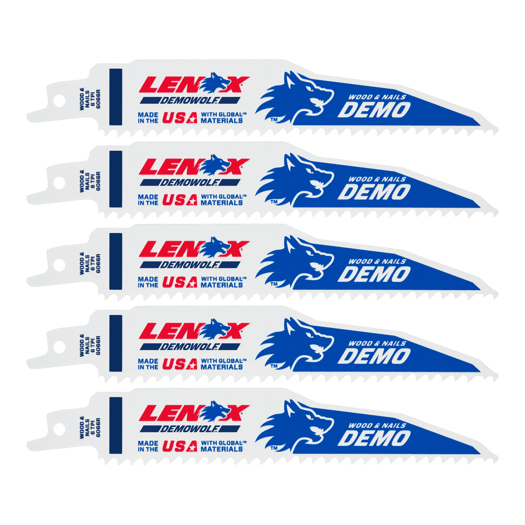 LENOX Tools Demolition Reciprocating Saw Blade With Power Blast Technology, Bi-Metal, 6-Inch, 6 TPi, 5/Pk