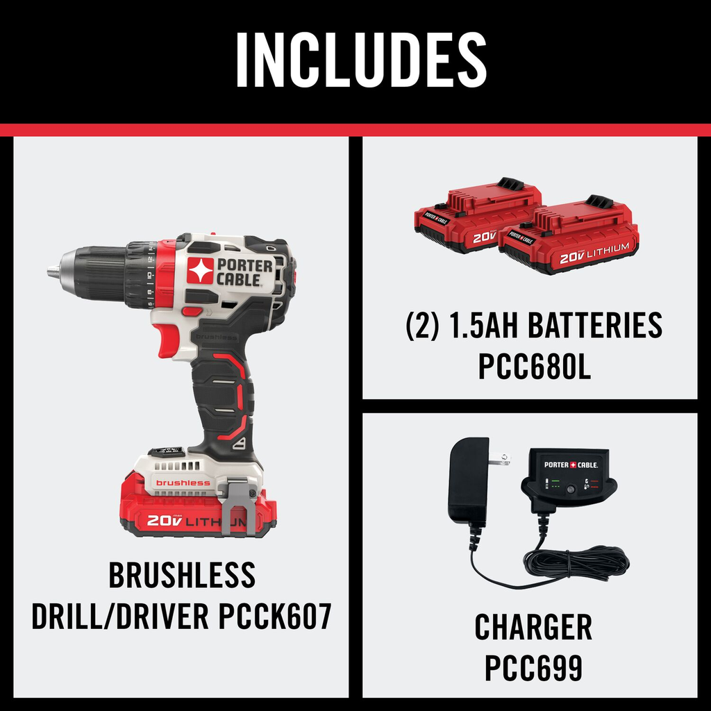 PORTER CABLE 20V MAX 1/2IN BRUSHLESS DRILL DRIVER