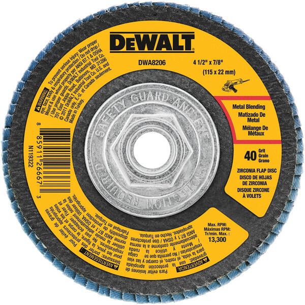 DEWALT 40 Grit Zirconia T29 Flap Disc, 4-1/2-Inch X 5/8-11-Inch