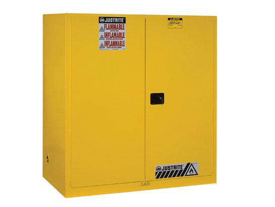 110 Gallon, 2 Drum Vertical, 1 Shelf, 2 Doors, Self Close, Safety Cabinet With Drum Support, Sure-Grip® EX, Yellow - 899120