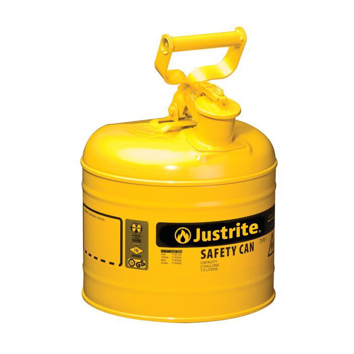 2 Gallon Steel Safety Can for Diesel, Type I, Flame Arrester, Yellow - 7120200