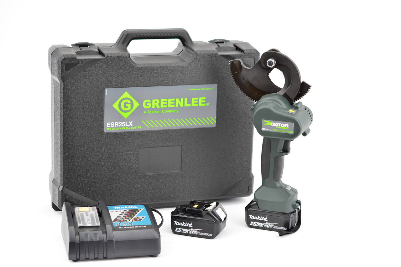 GREENLEE ACSR Ratchet Cutter, 12V Charger, Two 4.0Ah Batteries