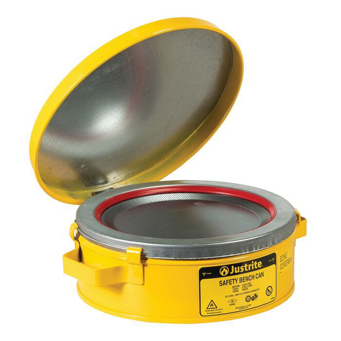 2 Quart Steel Bench Can, with Perforated Dasher Plate, Yellow - 10291