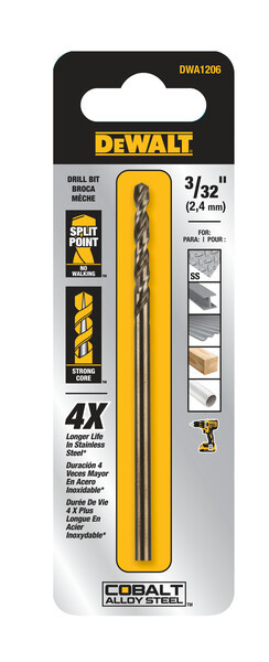 DEWALT 3/32" Pilot Point Industrial Cobalt Alloy Steel Drill Bit