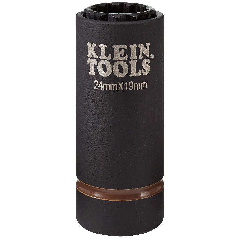 Klein 2-in-1 Metric Impact Socket, 12-Point, 24  x 19 mm