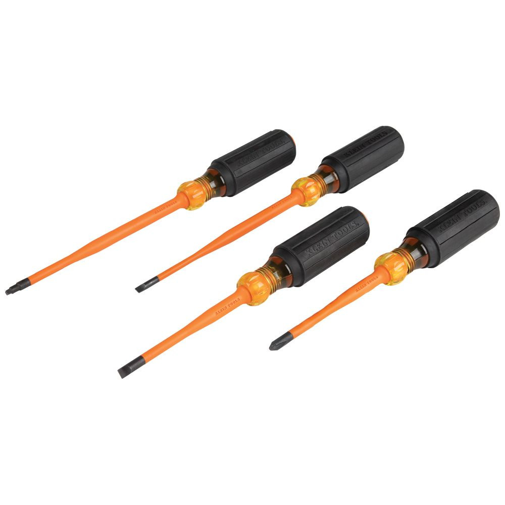 Klein Slim-Tip Insulated Screwdriver Set, Phillips, Cabinet, Square, 4-Piece