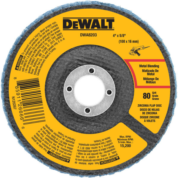 DEWALT 80 Grit Zirconia T29 Flap Disc, 4-Inch X 5/8-Inch