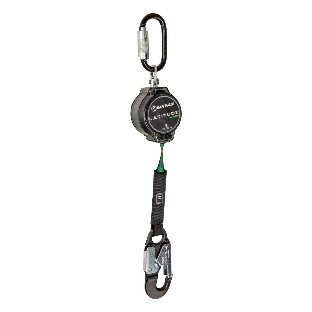 SafeWaze Latitude Pro 7' Single Web SRL: Steel Triple Lock Carabiner, Alu Snap Hook