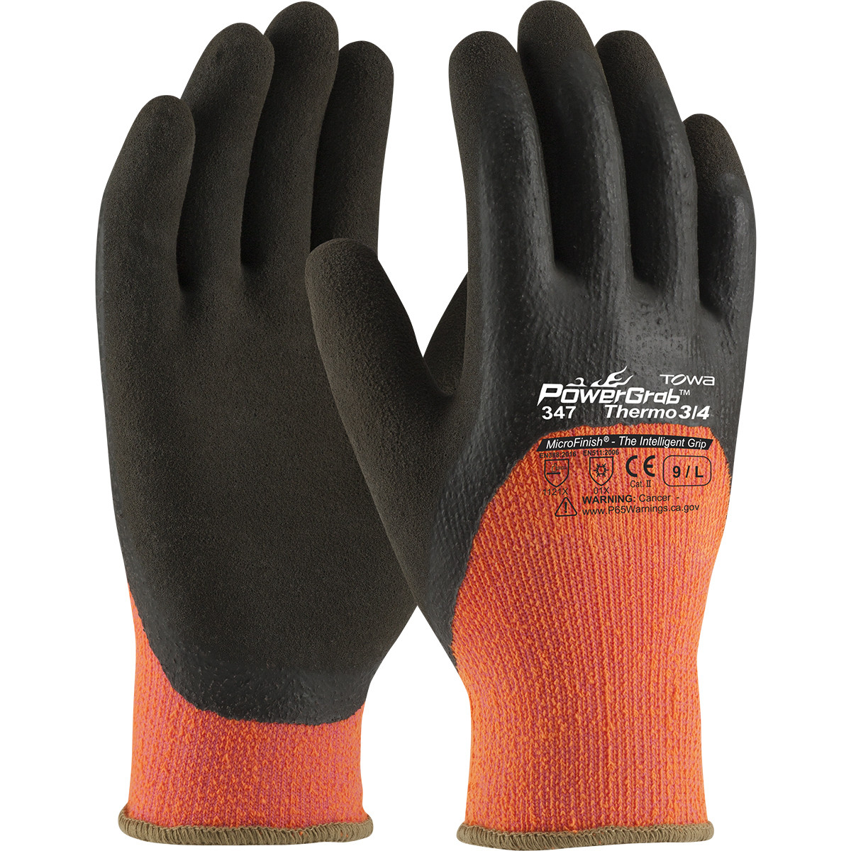 PowerGrab™ Thermo 3/4 41-1475  Protection From Cold, Size L, Hi-Vis Orange, ANSI A2