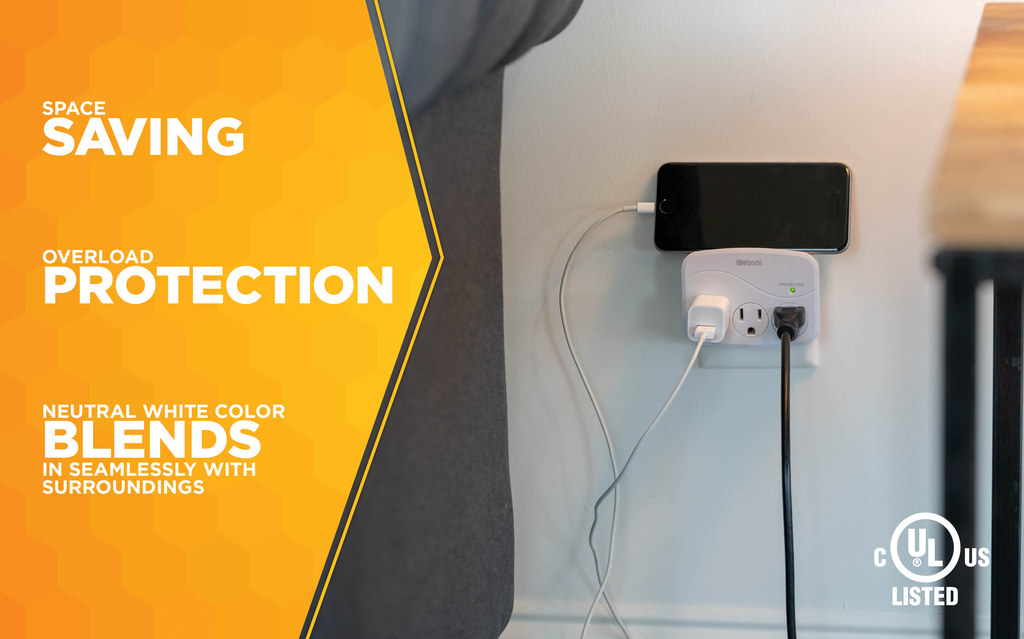Woods SURGE, WALL 3 OUTLET SURGE TAP 1000J 6/BX