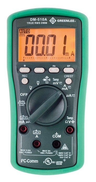 GREENLEE 6,000-Count Digital Multimeter, 1000V, 8A (DM-510A)