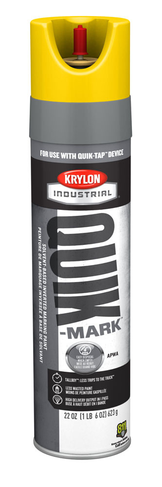 Krylon® Industrial Quik-Tap TallBoy SolventBased APWA Marking Paint APWA High Visibility Yellow 22 oz. 12/CS