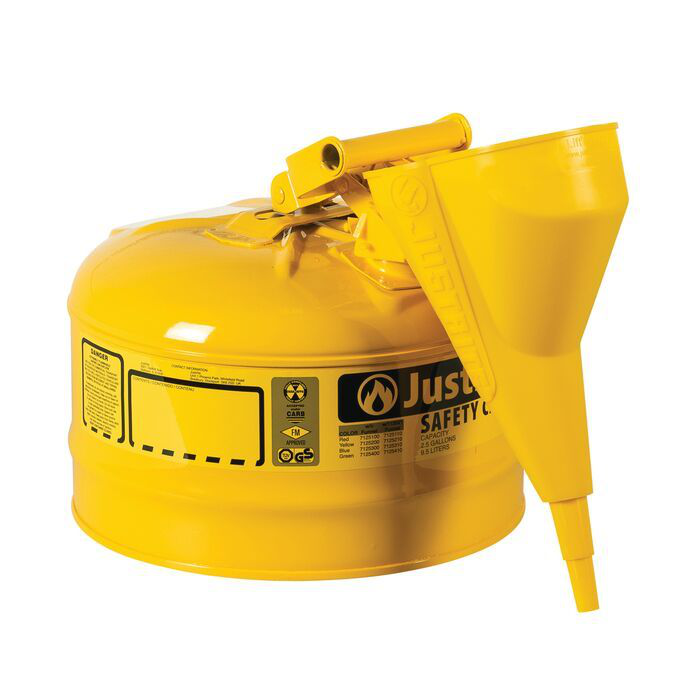 2.5 Gallon Steel Safety Can for Diesel, Type I, Funnel, Flame Arrester, Yellow - 7125210