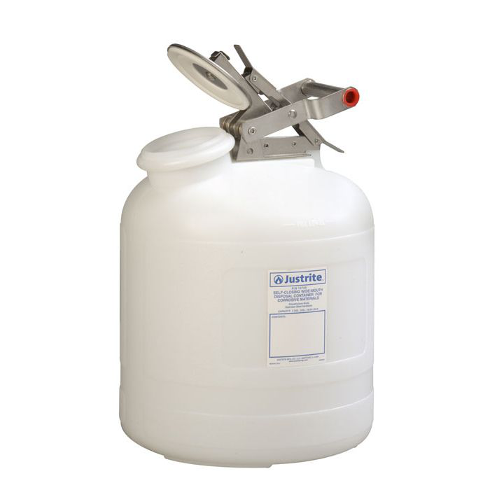 5 Gallon Polyethylene Safety Container for Corrosives/Acids, Wide-Mouth, White - 12765