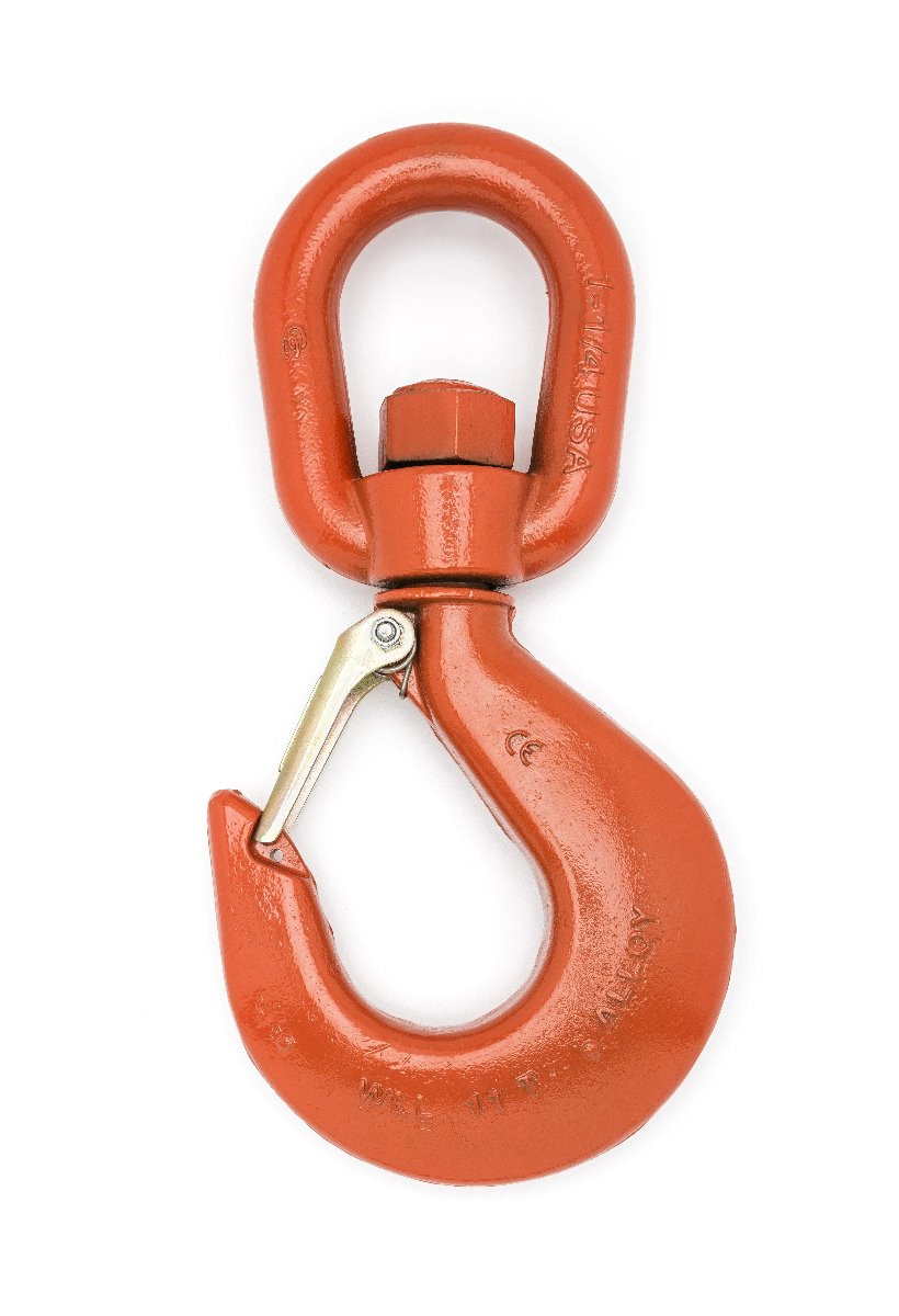 ALLOY SWIVEL HOIST HOOK,W/LATCH,PL,#5,3T