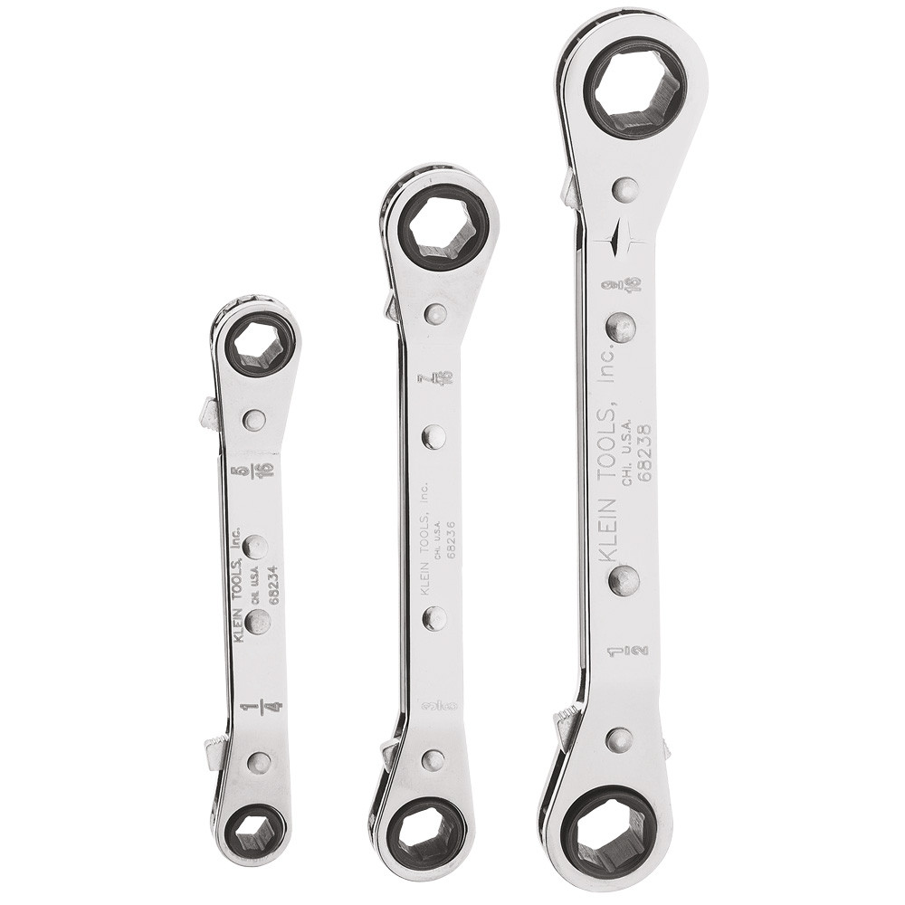 Klein Reversible Ratchet Box Wrench Set 3 Pc