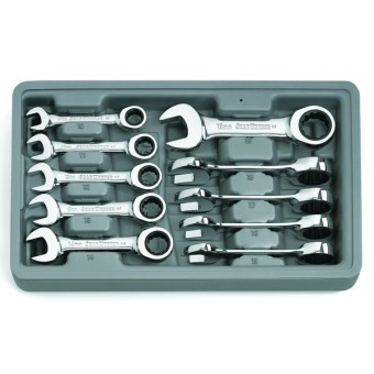 10 Pc. Stubby Combination Ratcheting Wrench Set Metric