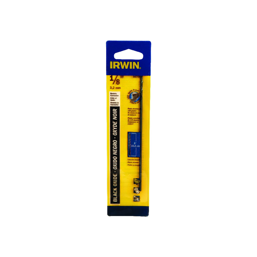 IRWIN DRL 1/8 A6 6" 135' BLK OX CARDED