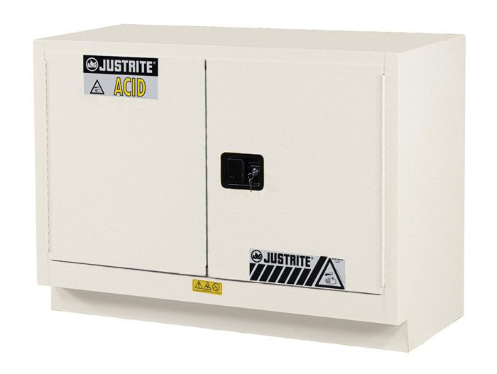 31 Gallon, 1 Shelf, 2 Doors, Self Close, Corrosives/Acids Safety Cabinet, ChemCor® Under Fume Hood, Light Neutral - 8849272