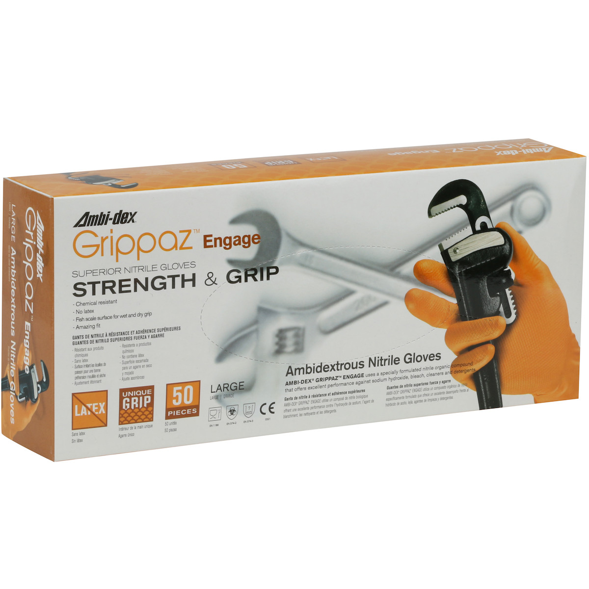 Grippaz™ Engage 67-307  Ext-Use Disposables, Size L, Orange
