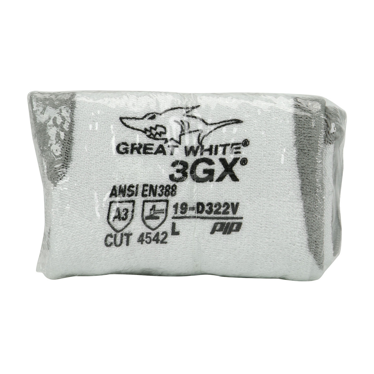 Great White® ECO Series™ 19-D322V  Cut Resistant Gloves, Size L, White, ANSI A4