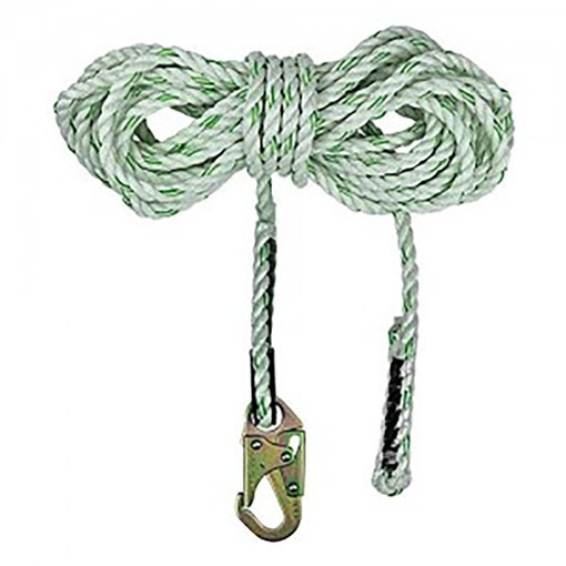SafeWaze 5/8" Rope Lifeline with Double Locking Snap Hook: 100'