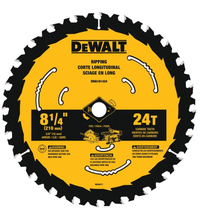 DEWALT 8-1/4 In Carbide Circular Saw Blade 24 Tooth with 5/8 in Arbor (10 Pack)