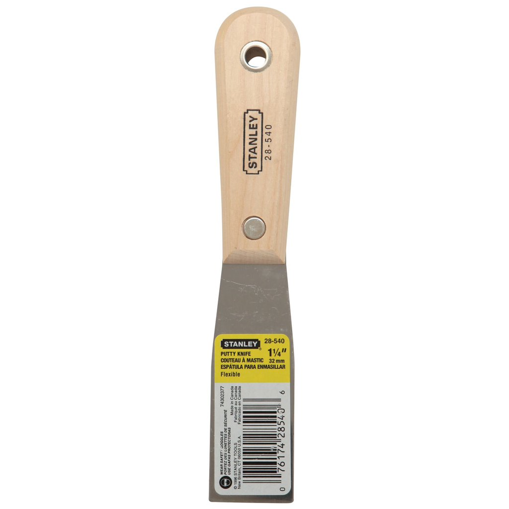 STANLEY® WOOD HANDLE FLEXIBLE PUTTY KNIFE - 1-1/4"