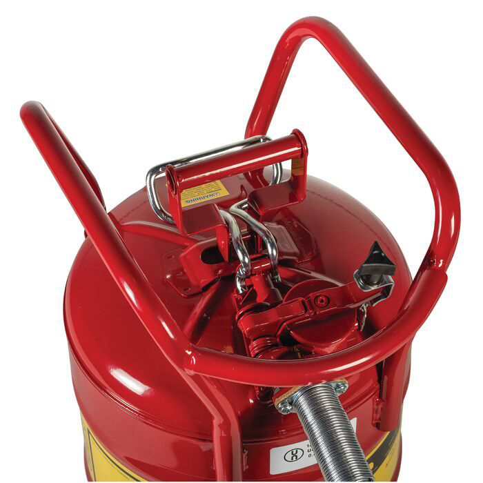 5 Gallon, 1" Metal Hose, Roll Bars, DOT Transport Steel Safety Can for Flammables, Type II, Accuflow™, Red - 7350130