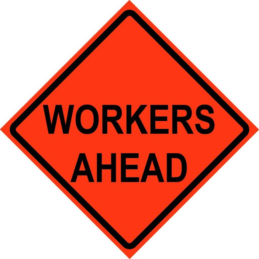 Cortina 48" x 48" SuperBright Reflective Roll-Up Sign with Lexan Pockets and Ribsets - Workers Ahead