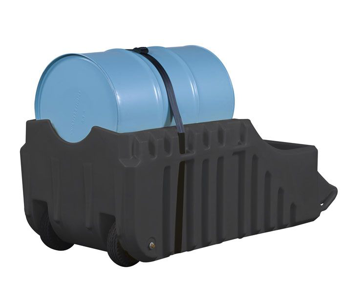 Spill Containment Indoor/Outdoor Drum Caddy, Fits 55 Gallon Drums, EcoPolyBlend™, Black - 28665