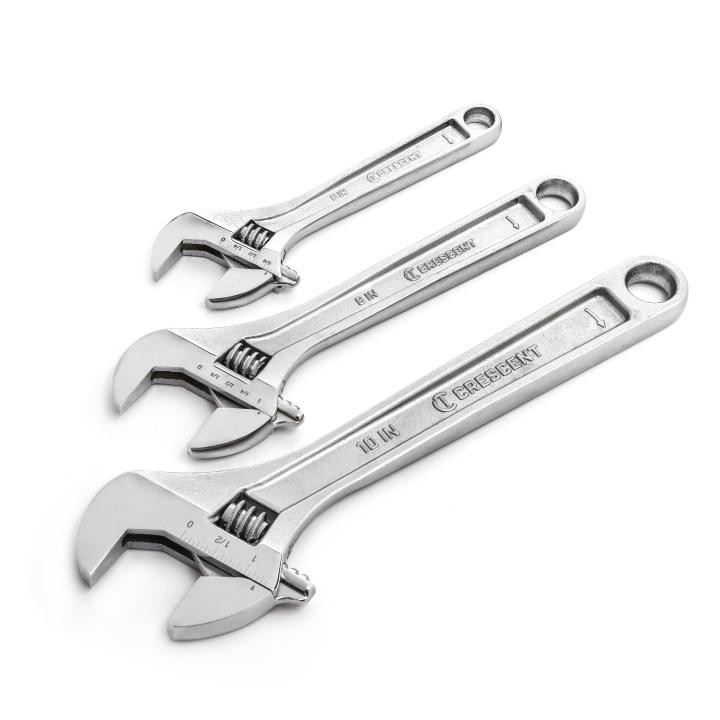 ADJUSTABLE WRENCH SET,6/8/10 CHROME